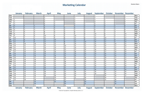 Full Year Marekting Calendar